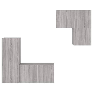 vidaXL Meuble TV mural, 4 pcs, gris Sonoma, aggloméré