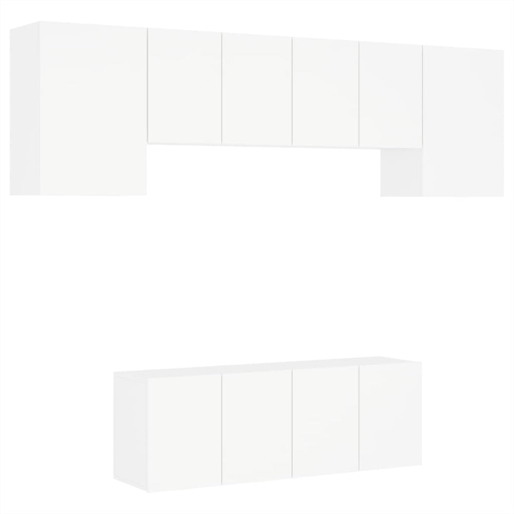 vidaXL Meuble TV mural 6 pièces blanc en bois d'ingénierie
