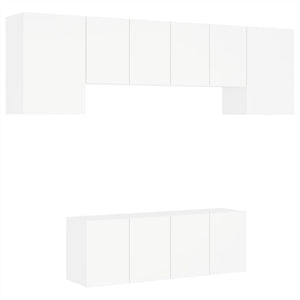 vidaXL Meuble TV mural 6 pièces blanc en bois d'ingénierie
