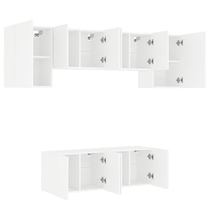 vidaXL Meuble TV mural 6 pièces blanc en bois d'ingénierie