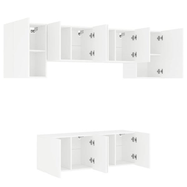 vidaXL Meuble TV mural 6 pièces blanc en bois d'ingénierie