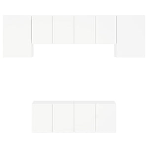 vidaXL Meuble TV mural 6 pièces blanc en bois d'ingénierie