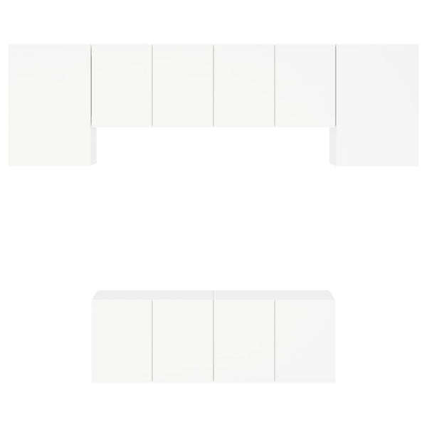 vidaXL Meuble TV mural 6 pièces blanc en bois d'ingénierie