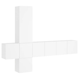 vidaXL Meuble TV mural 5 pièces Blanc Bois d'ingénierie