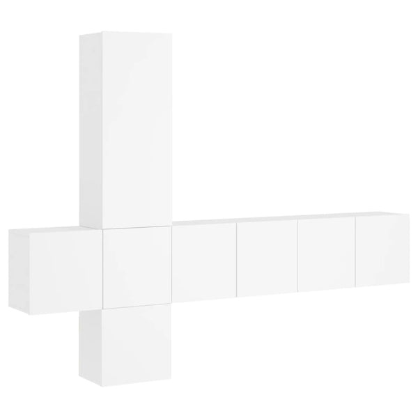 vidaXL Meuble TV mural 5 pièces Blanc Bois d'ingénierie