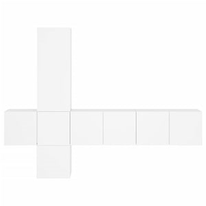 vidaXL Meuble TV mural 5 pièces Blanc Bois d'ingénierie