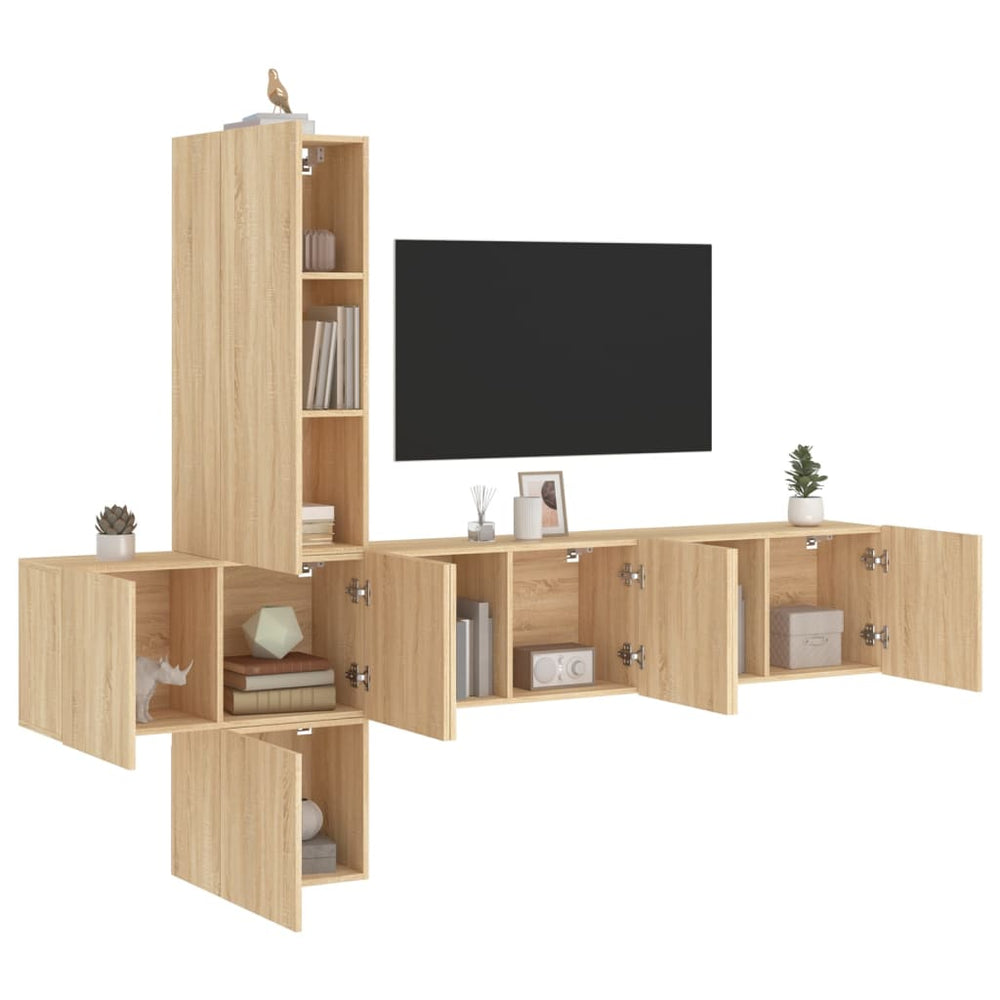 vidaXL Meuble TV mural 5 pcs Chêne Sonoma Aggloméré