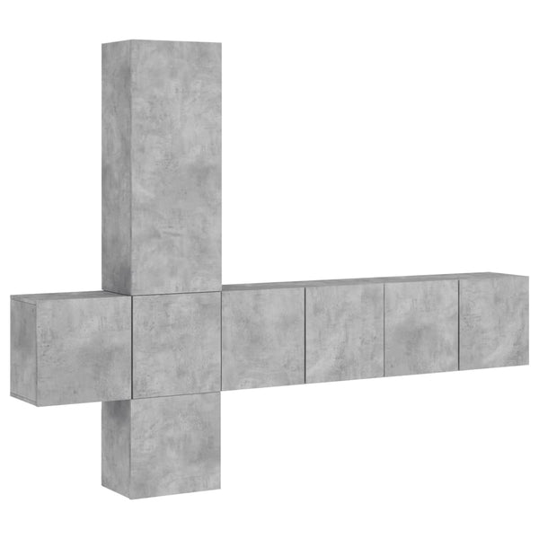 vidaXL Meuble TV mural 5 pièces gris béton en bois d'ingénierie
