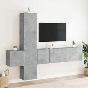 vidaXL Meuble TV mural 5 pièces gris béton en bois d'ingénierie