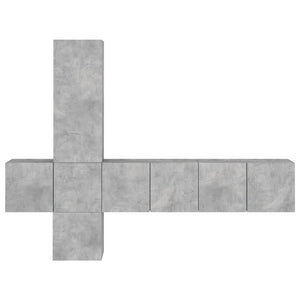 vidaXL Meuble TV mural 5 pièces gris béton en bois d'ingénierie