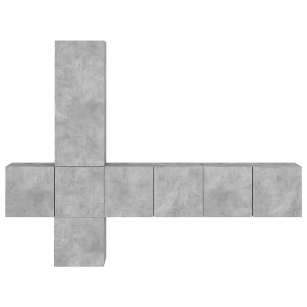 vidaXL Meuble TV mural 5 pièces gris béton en bois d'ingénierie