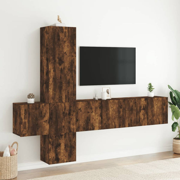 vidaXL Ensemble meuble TV 5 pcs Chêne fumé Bois d'ingénierie