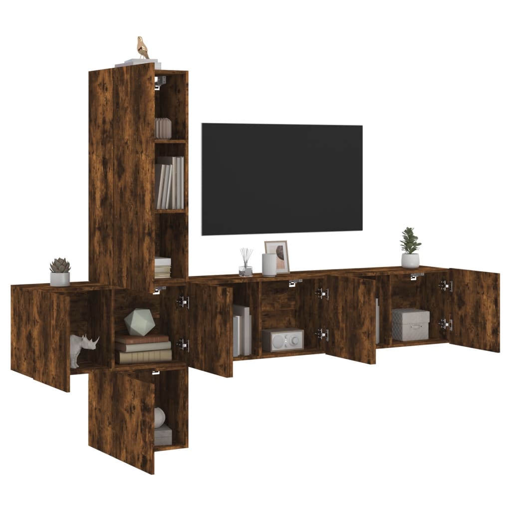 vidaXL Ensemble meuble TV 5 pcs Chêne fumé Bois d'ingénierie