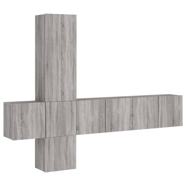 vidaXL Meuble TV mural 5 pcs gris sonoma en bois d'ingénierie