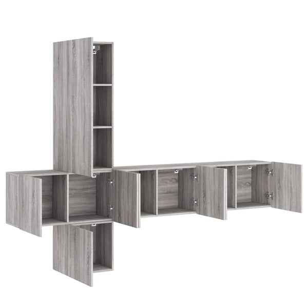 vidaXL Meuble TV mural 5 pcs gris sonoma en bois d'ingénierie