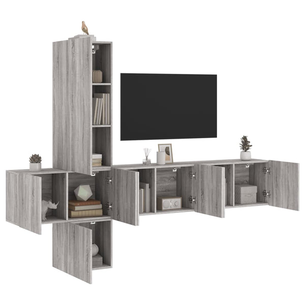 vidaXL Meuble TV mural 5 pcs gris sonoma en bois d'ingénierie