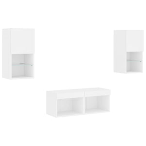 Meuble TV mural 4 pcs avec lumières LED blanc vidaXL