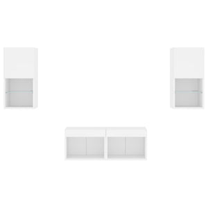Meuble TV mural 4 pcs avec lumières LED blanc vidaXL