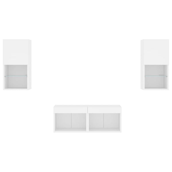 Meuble TV mural 4 pcs avec lumières LED blanc vidaXL