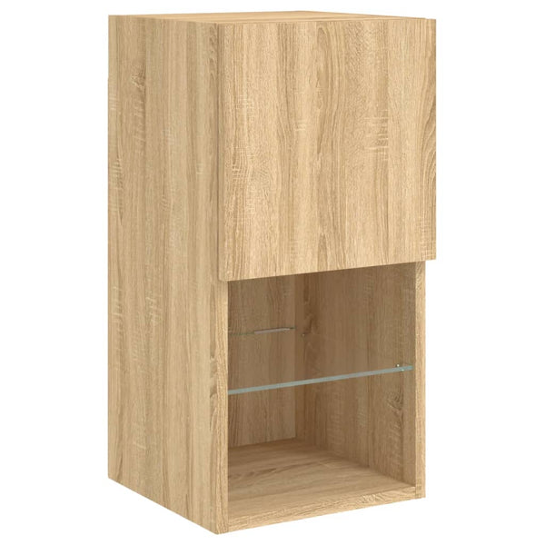 vidaXL Meuble TV mural 4 pcs avec lumières LED Chêne Sonoma