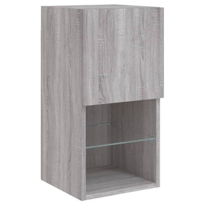 vidaXL 4-Piece TV Wall Unit with LED Lights Sonoma Grey