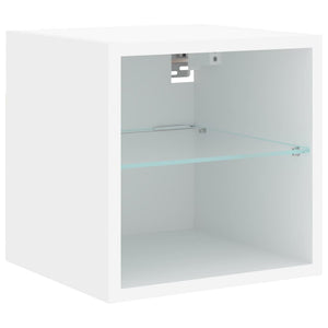 vidaXL Meuble TV, 7 pcs, avec éclairage LED, Blanc, Bois d'ingénierie