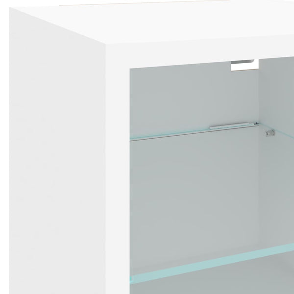 vidaXL Meuble TV, 7 pcs, avec éclairage LED, Blanc, Bois d'ingénierie