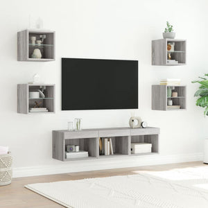 vidaXL Meuble TV 7 pcs avec éclairage LED Gris Sonoma Bois d'ingénierie