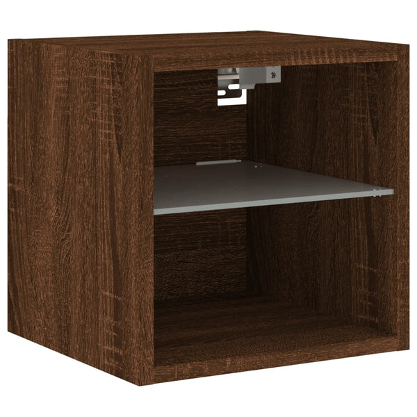 vidaXL Meuble TV mural 7 pièces avec lumières LED Chêne marron