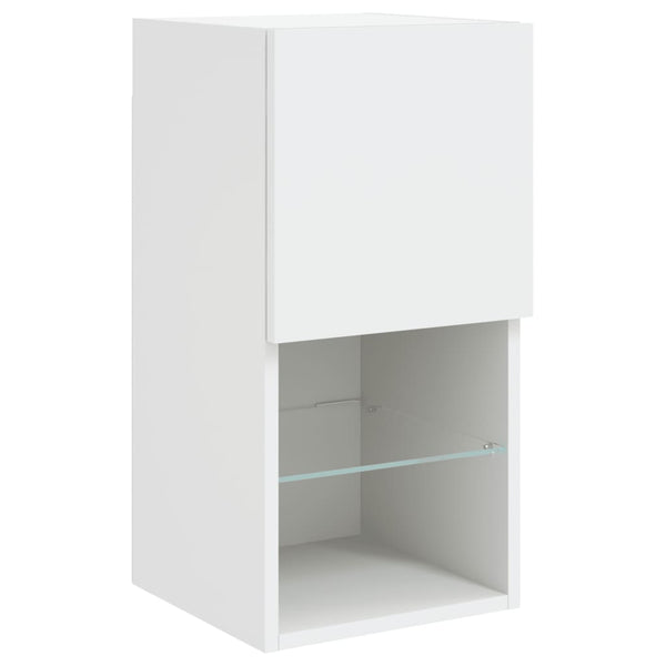 vidaXL Ensemble mural 8 pièces avec éclairage LED Blanc Bois d'ingénierie