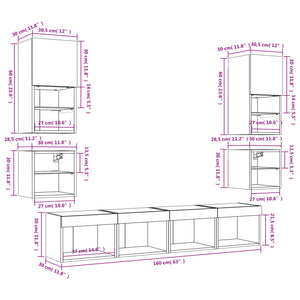 vidaXL Meuble TV mural 8 pcs avec éclairage LED Chêne Sonoma Bois d'ingénierie