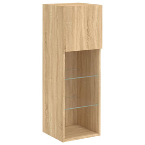 vidaXL Meuble TV mural 5 pcs avec éclairage LED Chêne Sonoma Bois d'ingénierie