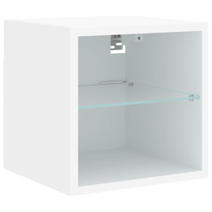 vidaXL Meuble TV mural 6 pcs avec éclairage LED Blanc Bois d'ingénierie