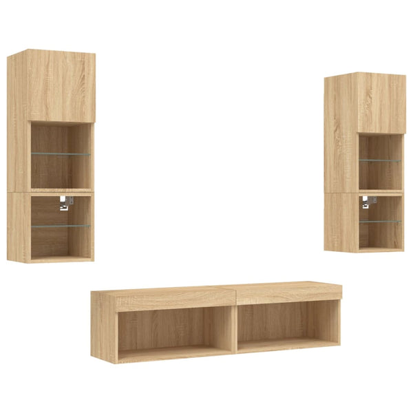 vidaXL Meuble TV mural 6 pcs avec éclairage LED Chêne Sonoma Bois d'ingénierie