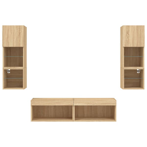 vidaXL Meuble TV mural 6 pcs avec éclairage LED Chêne Sonoma Bois d'ingénierie