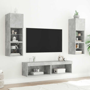 vidaXL Meuble TV, 6 pcs., avec éclairage LED, gris béton, bois d'ingénierie