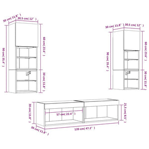 vidaXL Meuble TV, 6 pcs., avec éclairage LED, gris béton, bois d'ingénierie