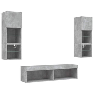 vidaXL Meuble TV, 6 pcs., avec éclairage LED, gris béton, bois d'ingénierie