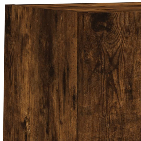vidaXL Ensemble de meubles muraux 6 pcs avec éclairage LED chêne fumé bois d'ingénierie