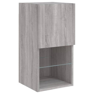 6-teilige Wohnwand mit LED Grau/Sonoma