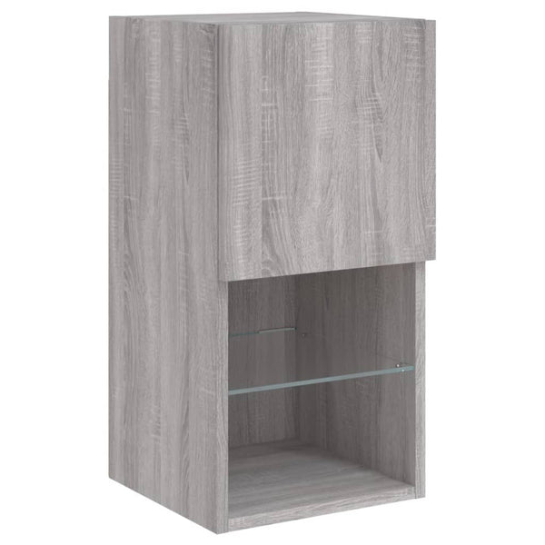 6-teilige Wohnwand mit LED Grau/Sonoma