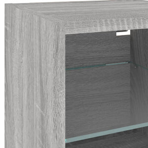 6-teilige Wohnwand mit LED Grau/Sonoma