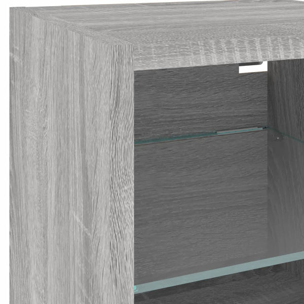 6-teilige Wohnwand mit LED Grau/Sonoma