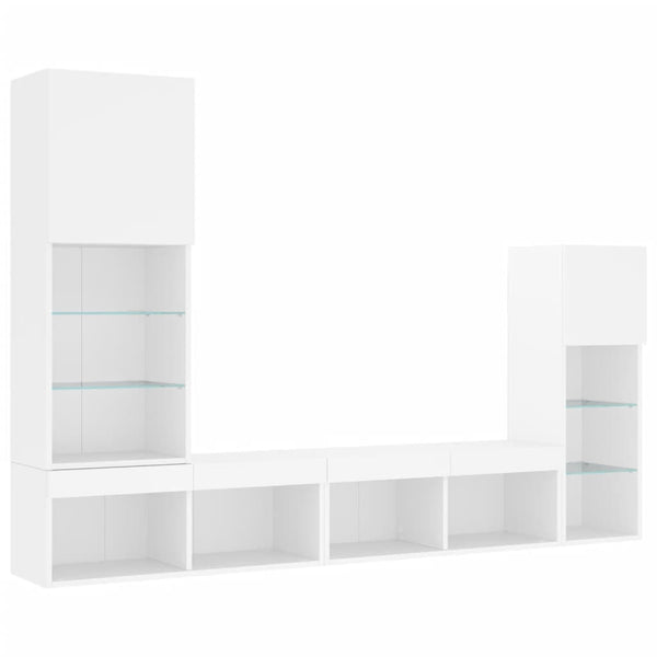 Weiße 4-teilige Wohnwand mit LED