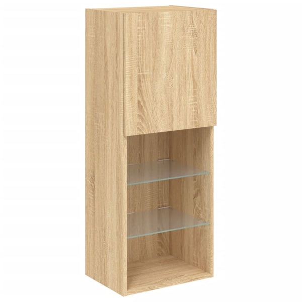 Wohnwand 4-teilig mit LED Sonoma-Eiche