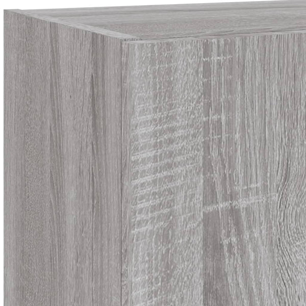 4-tlg. Wohnwand mit LED Grau Sonoma