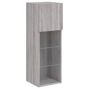 4-tlg. Wohnwand mit LED Grau Sonoma