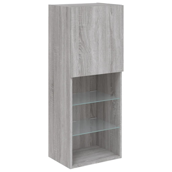 4-tlg. Wohnwand mit LED Grau Sonoma