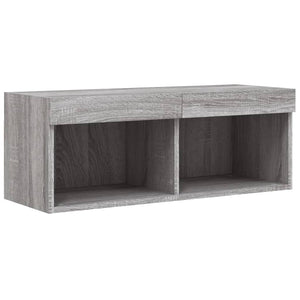 4-tlg. Wohnwand mit LED Grau Sonoma
