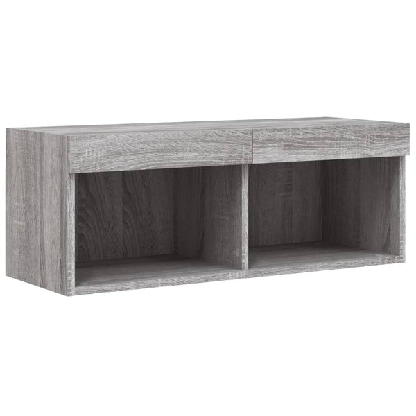 4-tlg. Wohnwand mit LED Grau Sonoma